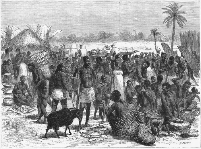 Framed Print : African Village at Market Scene Framed Print : African Village at Market Scene