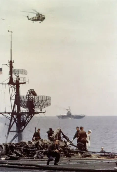 Framed Print : Aftermath Of USS Forrestal Fire Framed Print : Aftermath Of USS Forrestal Fire