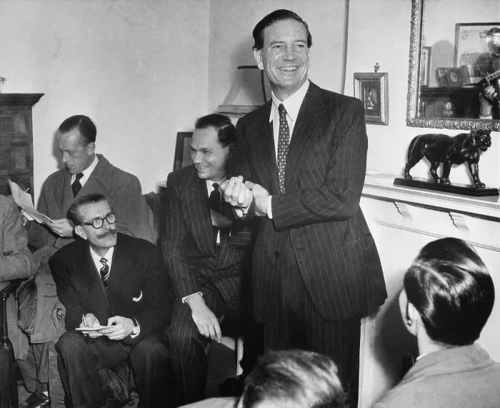 Framed Print : Agent Kim Philby Joking at Press Conference Framed Print : Agent Kim Philby Joking at Press Conference