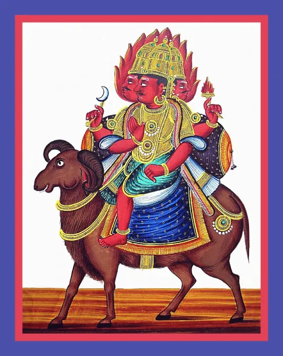 Framed Print : Agni rides on his Caparisoned and bejeweled vahana Framed Print : Agni rides on his Caparisoned and bejeweled vahana