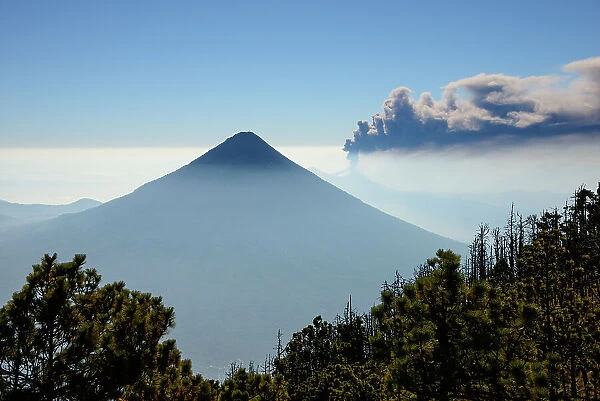 Agua haze. Agua Peak from the Acatenango Volcano in Antigua, Guatemala