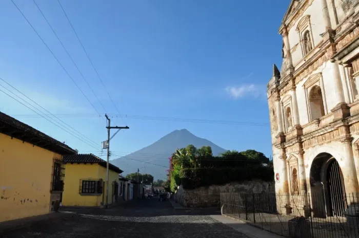 Framed Print : Agua Volcano and Streets of Antigua, Guatemala Framed Print : Agua Volcano and Streets of Antigua, Guatemala