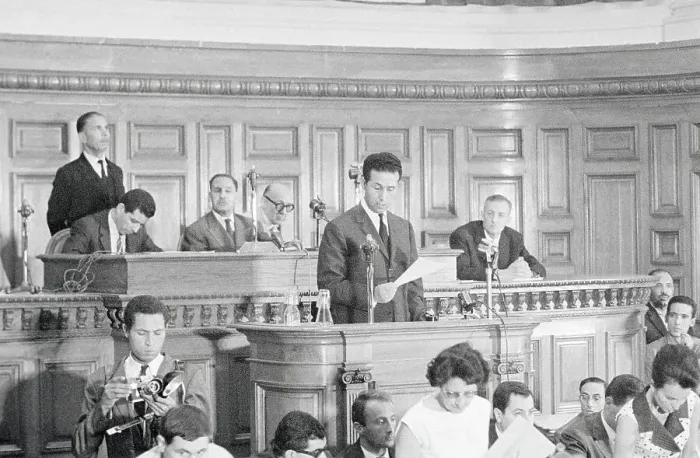Framed Print : Ahmed Ben Bella Giving Speech Framed Print : Ahmed Ben Bella Giving Speech