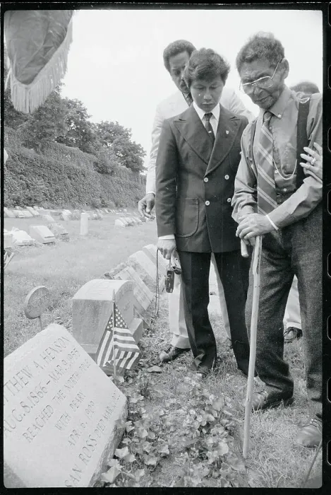 Framed Print : Ahnahkaq Henson Standing by Father's Grave Framed Print : Ahnahkaq Henson Standing by Father's Grave