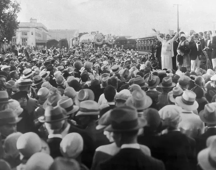 Framed Print : Aimee Semple McPherson Being Received by Crowd