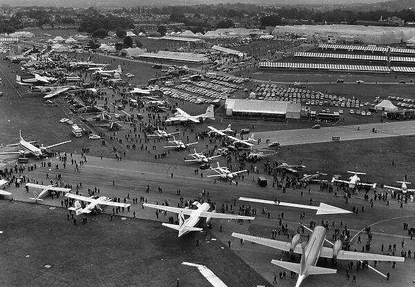 Air Show. An aerial view of a scene at Farnborough Air Show