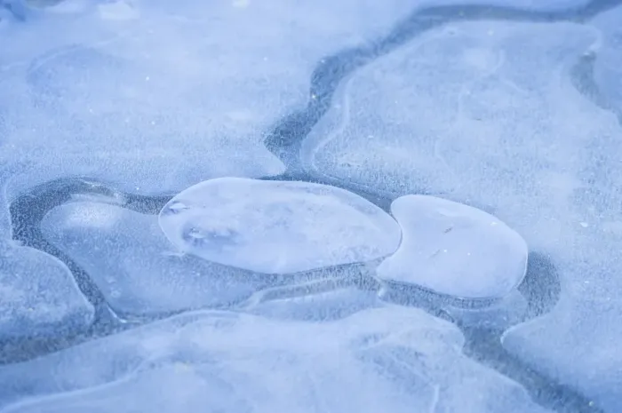 Framed Print : Air bubbles in ice
