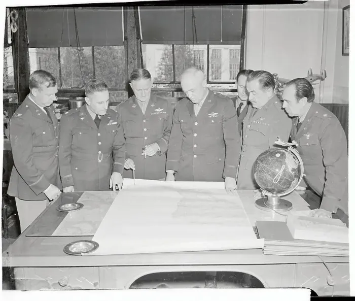 Framed Print : Air Corps Staff Conferring on War Plans Framed Print : Air Corps Staff Conferring on War Plans
