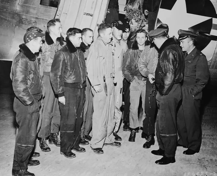 Framed Print : US Air Force Crew After Plane Being Shot Down Framed Print : US Air Force Crew After Plane Being Shot Down