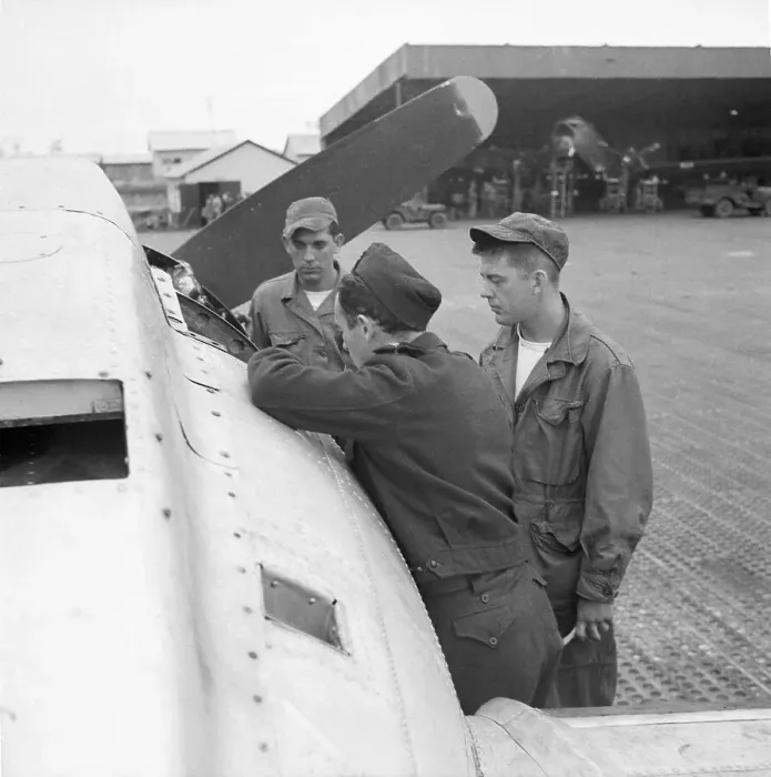 Framed Print : Air Force Technicians Conversing