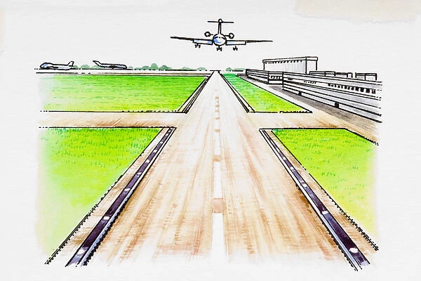 Aircraft approaching runway