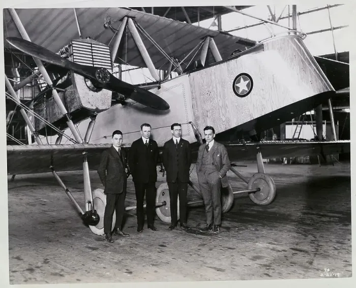 Framed Print : Aircraft Executives Posing by Martin Bomber Framed Print : Aircraft Executives Posing by Martin Bomber