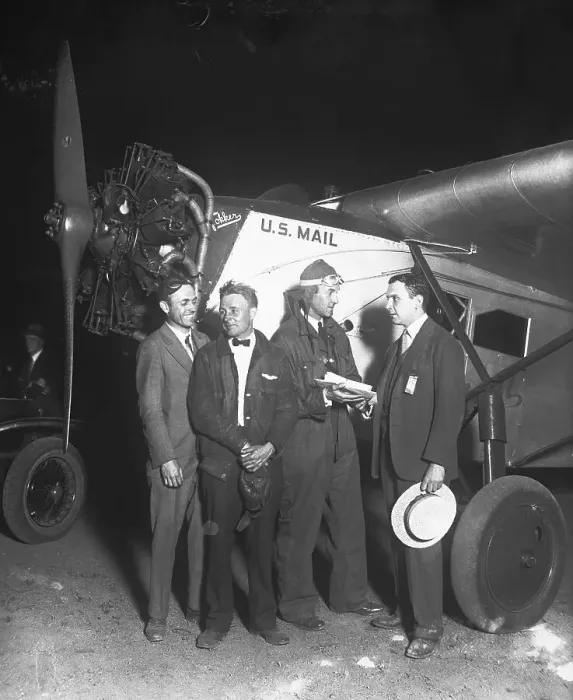 Framed Print : Airmail Pilots with Fokker Airplane Framed Print : Airmail Pilots with Fokker Airplane