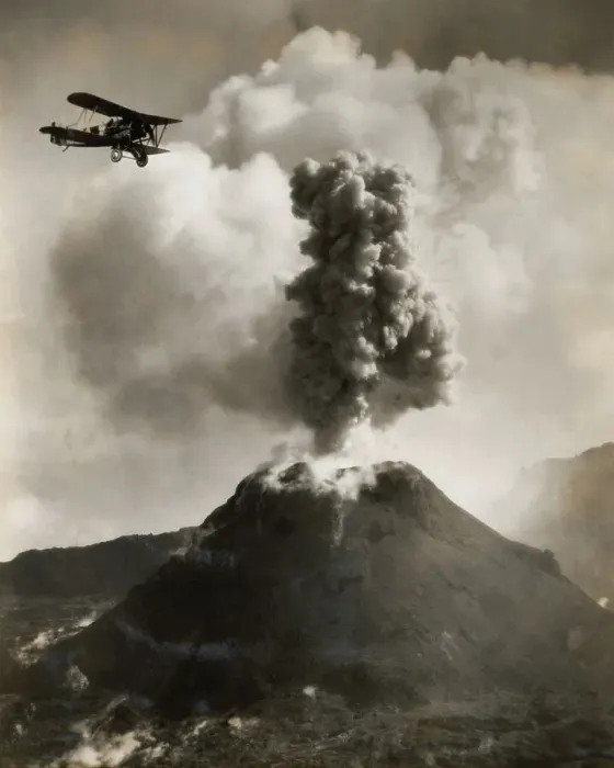 Framed Print : Airplane over Mount Vesuvius Framed Print : Airplane over Mount Vesuvius