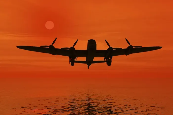 Framed Print : Airplane at sunset over the sea, silhouette, 3D graphics Framed Print : Airplane at sunset over the sea, silhouette, 3D graphics