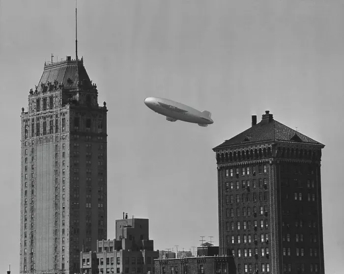 Framed Print : Airship Over Manhattan Framed Print : Airship Over Manhattan