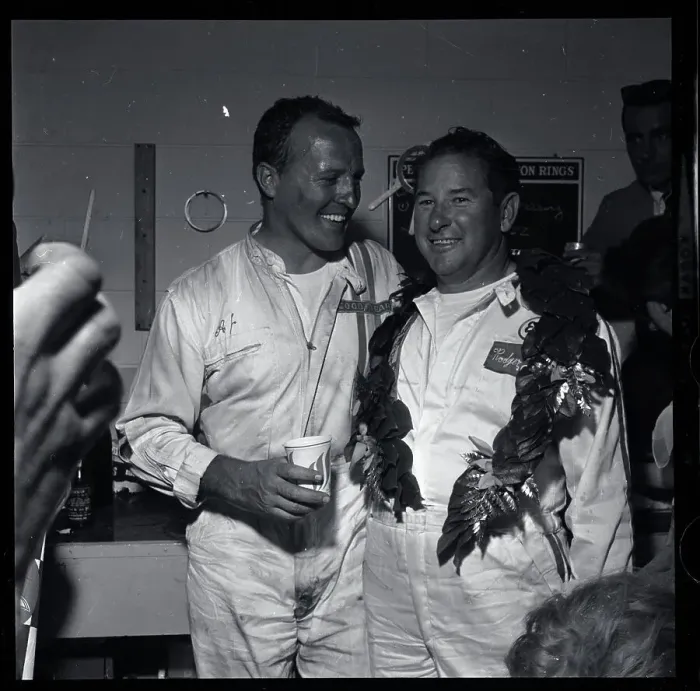 Framed Print : A.J. Foyt Congratulating Roger Ward Framed Print : A.J. Foyt Congratulating Roger Ward