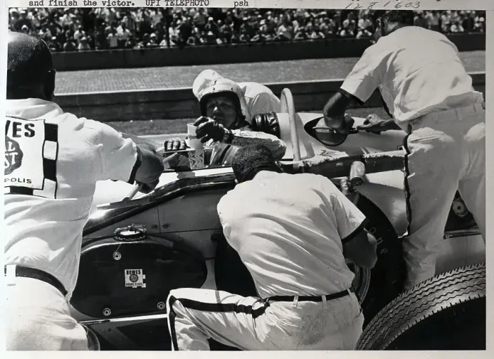 Framed Print : A.J. Foyt Drinking on the Run Framed Print : A.J. Foyt Drinking on the Run