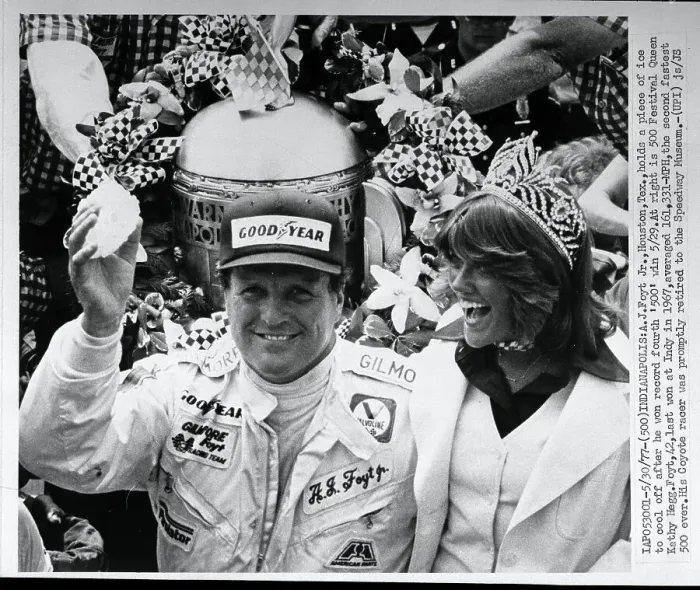 Framed Print : A.J. Foyt with Indy 500 Queen Framed Print : A.J. Foyt with Indy 500 Queen