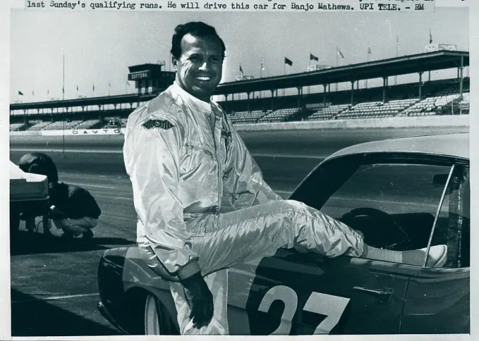 Framed Print : A.J. Foyt Poses by Race Car Framed Print : A.J. Foyt Poses by Race Car