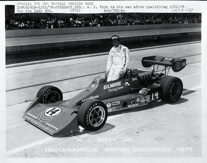 Framed Print : A.J. Foyt Stands in his Indy Car Framed Print : A.J. Foyt Stands in his Indy Car