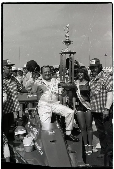 Framed Print : A.J. Foyt With Trophy, Tipping Hat Framed Print : A.J. Foyt With Trophy, Tipping Hat