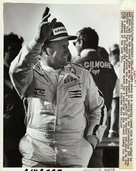 Framed Print : A.J. Foyt Waving to Crowd at Track Framed Print : A.J. Foyt Waving to Crowd at Track