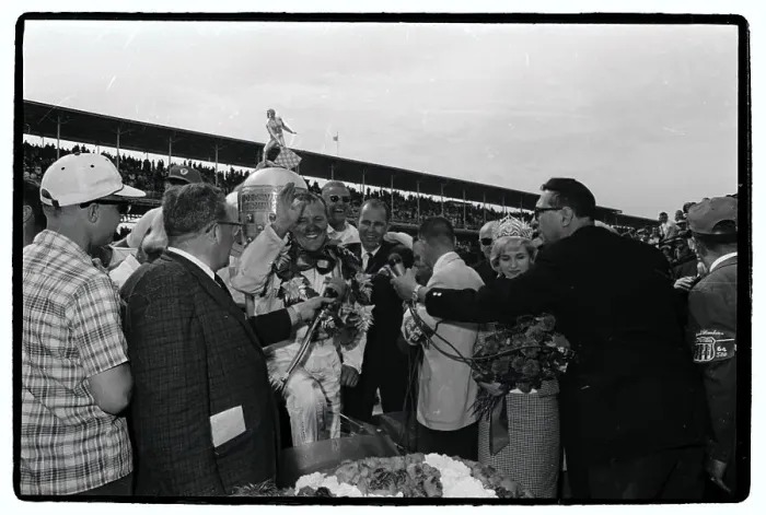 Framed Print : A.J. Foyt Waving to Fans After Winning Race Framed Print : A.J. Foyt Waving to Fans After Winning Race