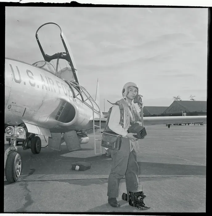 Framed Print : Akira Sekiguchi Standing With Airplane Framed Print : Akira Sekiguchi Standing With Airplane