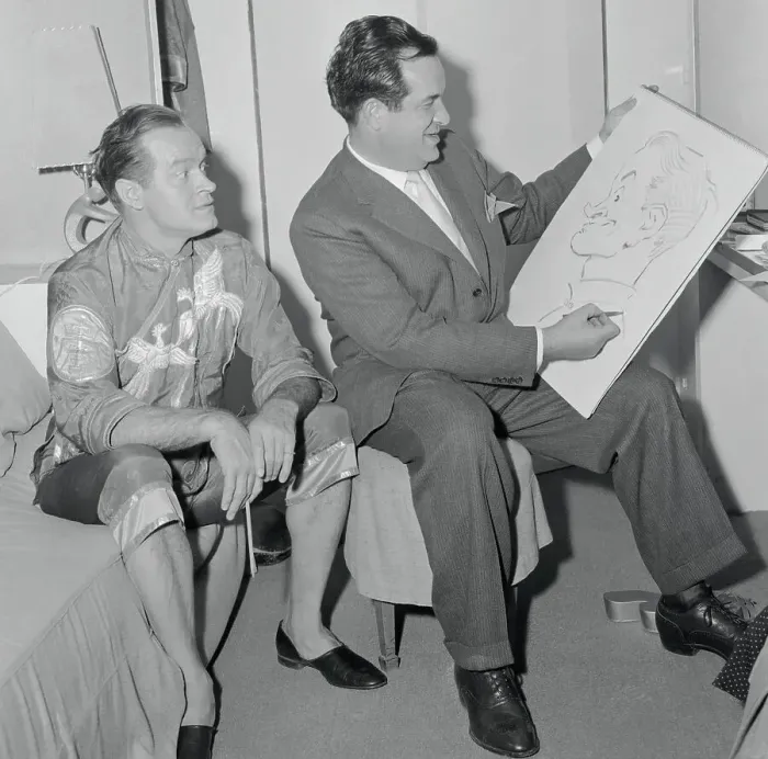 Framed Print : Al Capp Drawing a Caricature of Bob Hope