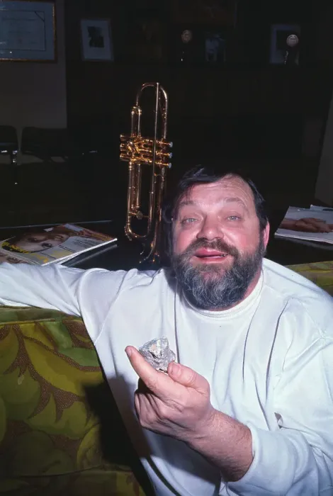 Framed Print : Al Hirt Displaying Piece of Concrete Framed Print : Al Hirt Displaying Piece of Concrete