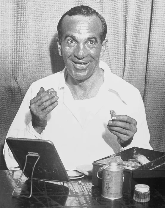 Framed Print : Al Jolson Applying Stage Makeup Framed Print : Al Jolson Applying Stage Makeup