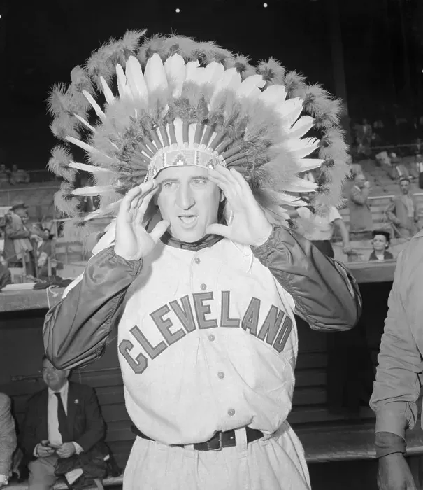 Framed Print : Al Lopez Wearing an Indian War Bonnet Framed Print : Al Lopez Wearing an Indian War Bonnet