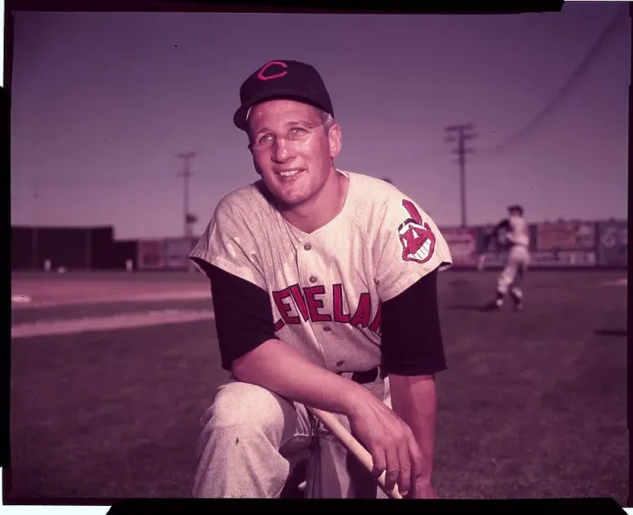 Framed Print : Al Rosen Bending Down on Baseball Field Framed Print : Al Rosen Bending Down on Baseball Field
