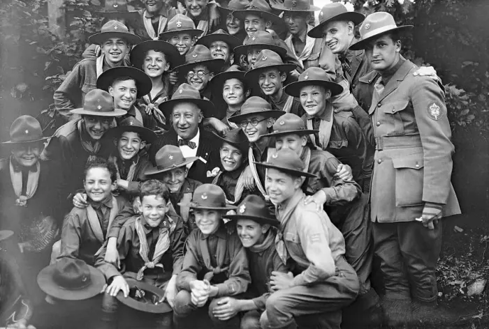 Framed Print : Al Smith Posing With Boy Scouts Framed Print : Al Smith Posing With Boy Scouts