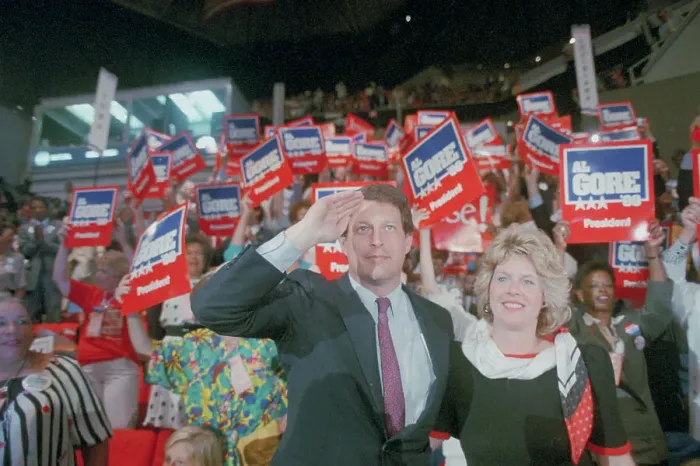 Framed Print : Al and Tipper Gore During Convention