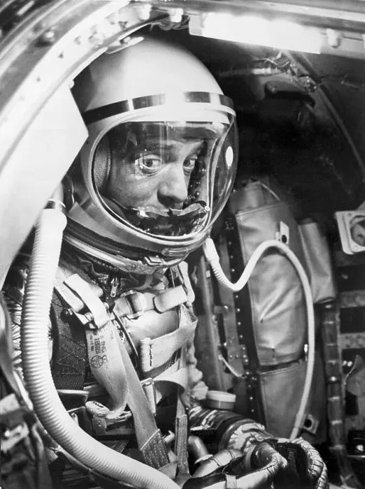 Framed Print : Alan Shepard in a Space Capsule Framed Print : Alan Shepard in a Space Capsule