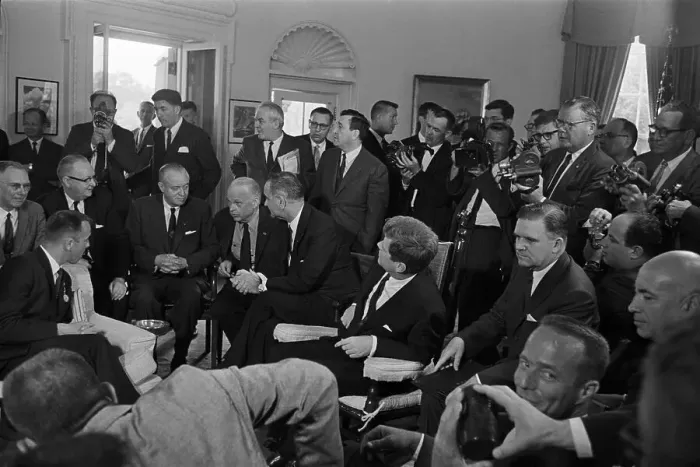 Framed Print : Alan Shepard Surrounded By Jfk Etc Framed Print : Alan Shepard Surrounded By Jfk Etc