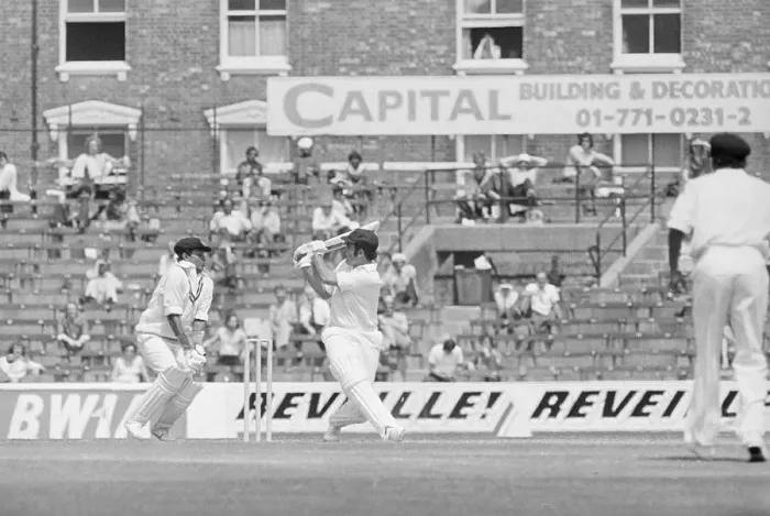 Framed Print : Alan Turner Swing in Prudential World Cup Cricket Game Framed Print : Alan Turner Swing in Prudential World Cup Cricket Game