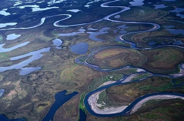 Alaska, Arctic National Wildlife Refuge, Brooks Range, river below