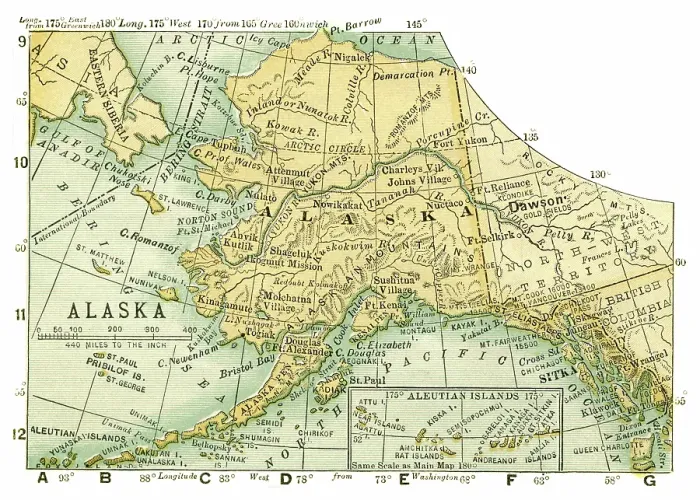 Framed Print : Alaska USA map 1898 Framed Print : Alaska USA map 1898