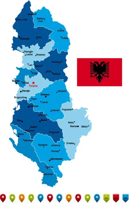 Framed Print : Albania Vector Map Framed Print : Albania Vector Map