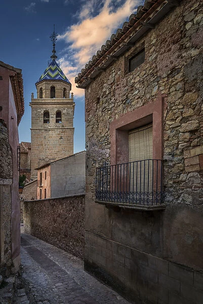 AlbarracAin street with the cathedral tower in the background
