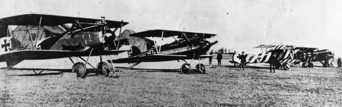 Framed Print : Albatross. 1st April 1918: Two German Albatross bi-planes with others in background Framed Print : Albatross. 1st April 1918: Two German Albatross bi-planes with others in background