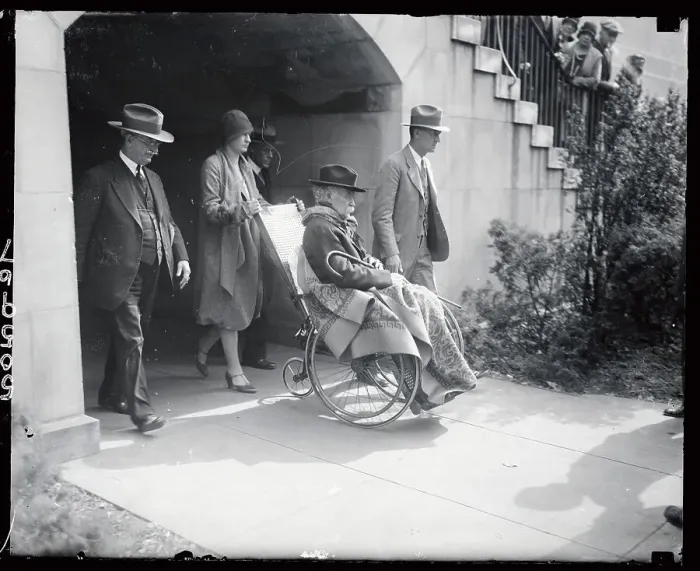 Framed Print : Albert B. Fall Sitting in Wheelchair with Escorts Nearby Framed Print : Albert B. Fall Sitting in Wheelchair with Escorts Nearby