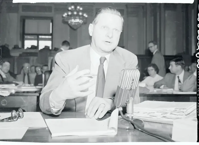 Framed Print : Albert Cole Sitting Behind a Microphone