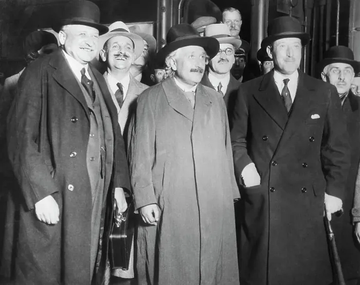 Framed Print : Albert Einstein Arriving at Victoria Station Framed Print : Albert Einstein Arriving at Victoria Station