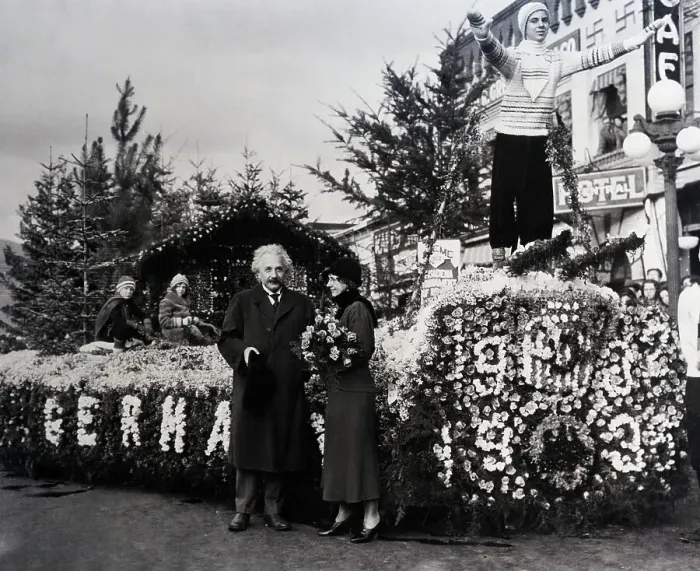 Framed Print : Albert Einstein Inspecting Winning Float