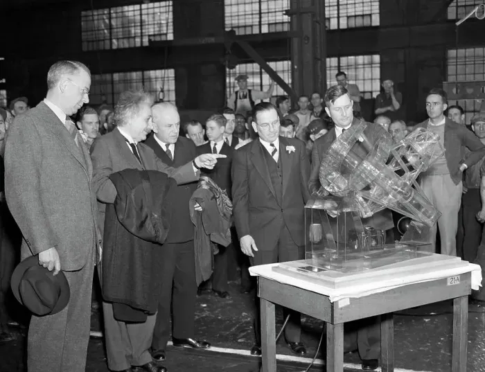 Framed Print : Albert Einstein Pointing at Model of Hale Telescope Framed Print : Albert Einstein Pointing at Model of Hale Telescope