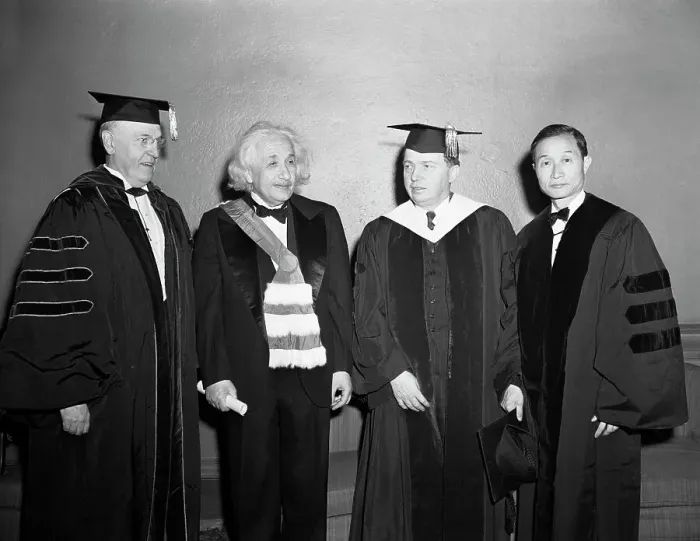 Framed Print : Albert Einstein and Other Scientists Receiving Citations